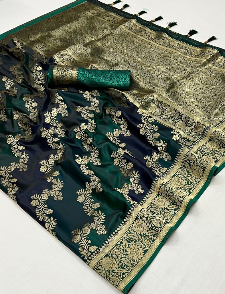 Satin Weaved Sarees for Festival Wear