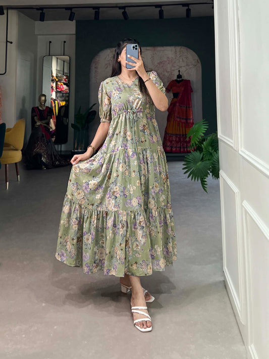 Ethereal Georgette Frocks Adorned with Dreamy Floral Prints