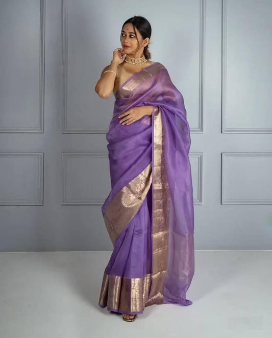 EXCLUSIVE SOLID KORA ORGANZA SAREE