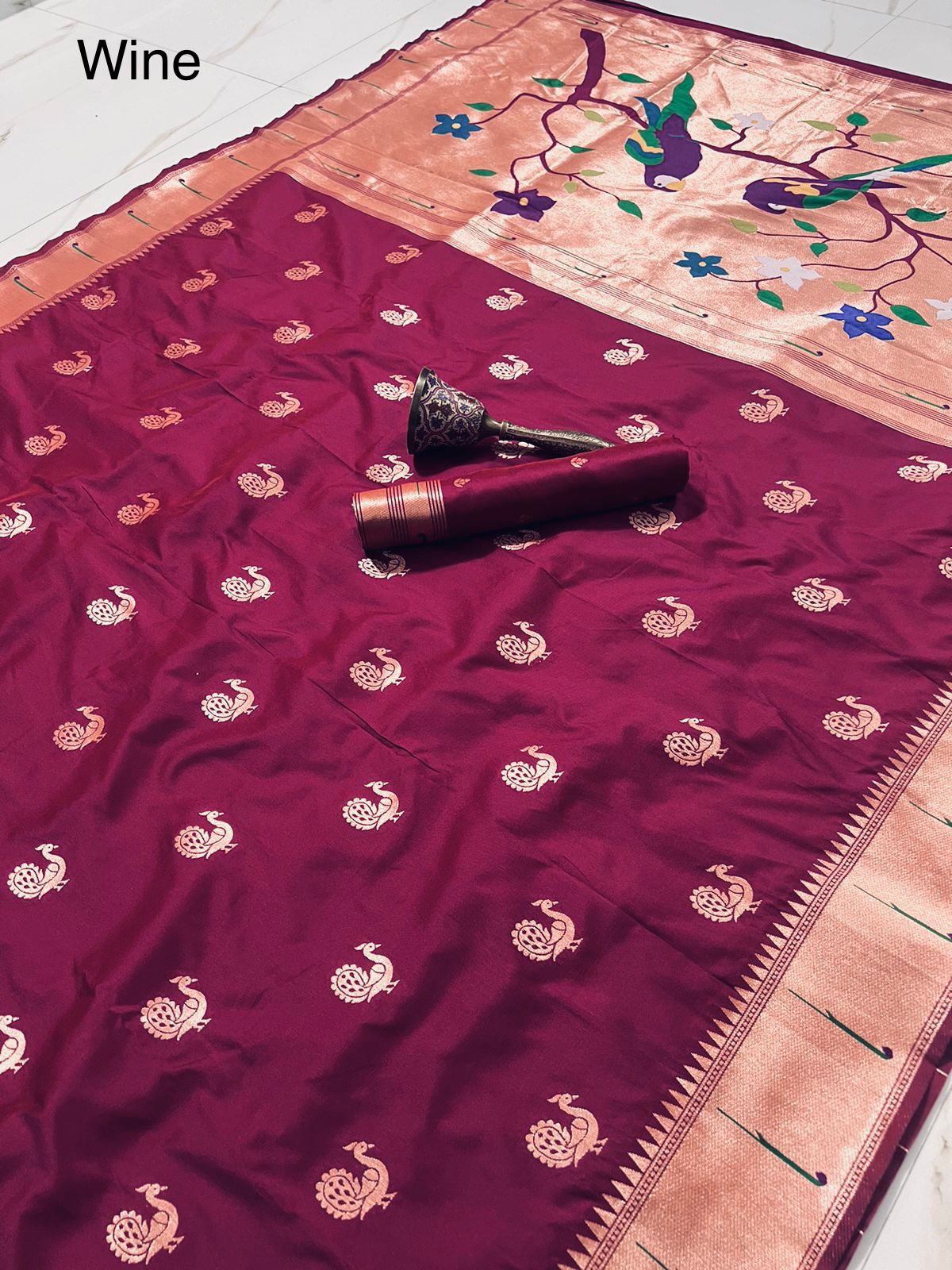 PURE SOFT GOLD ZARI KANCHIVRAM PAITHANI SILK