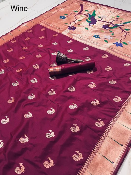 PURE SOFT GOLD ZARI KANCHIVRAM PAITHANI SILK