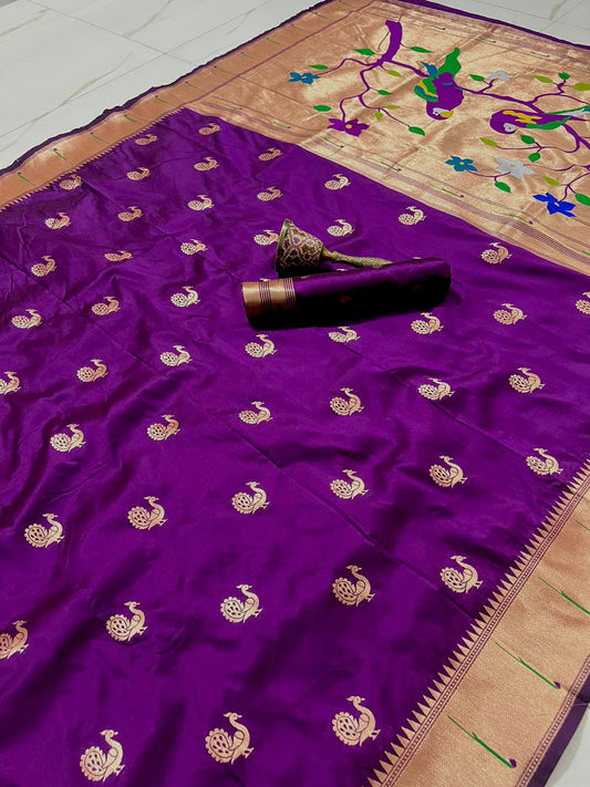 PURE SOFT GOLD ZARI KANCHIVRAM PAITHANI SILK