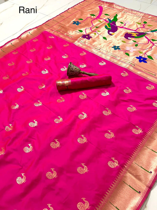 PURE SOFT GOLD ZARI KANCHIVRAM PAITHANI SILK