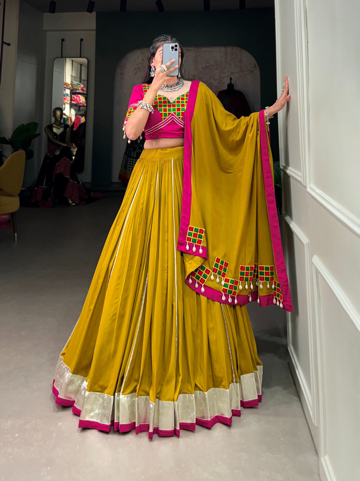 Navratri Collection Gamthi work Chaniya choli