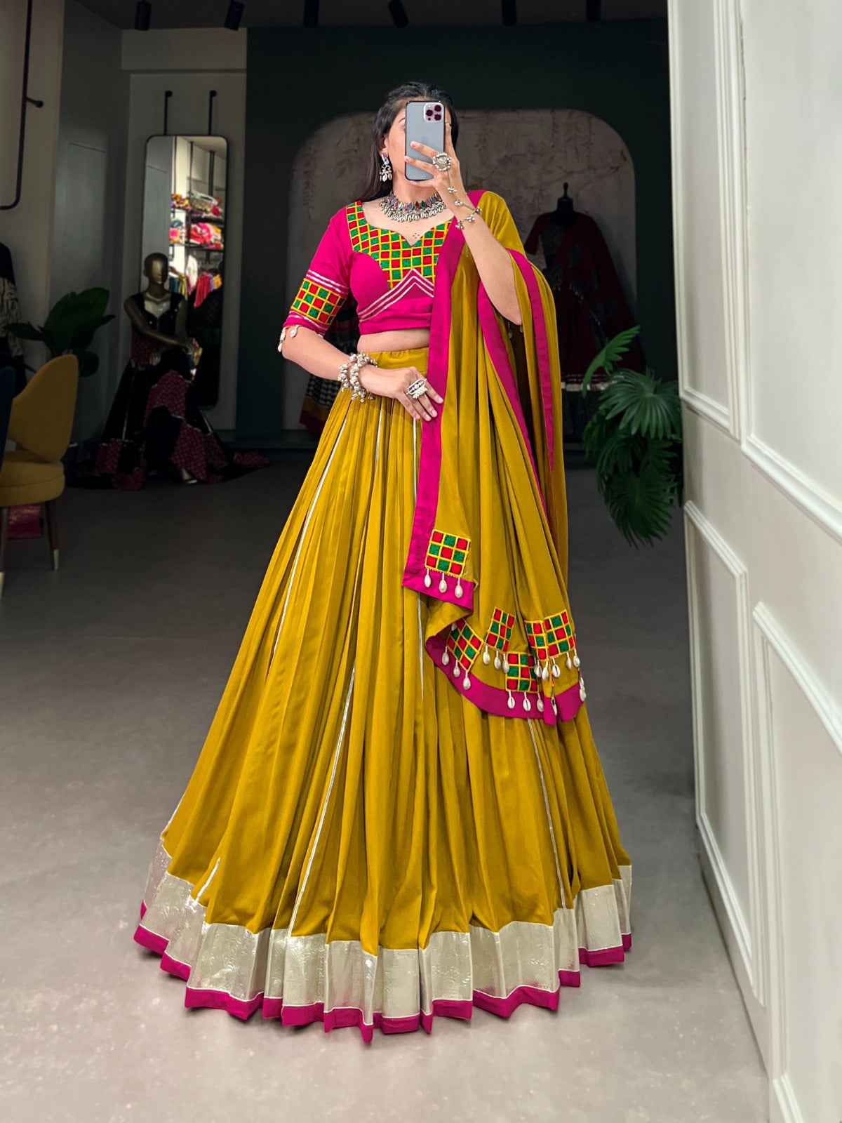 Navratri Collection Gamthi work Chaniya choli