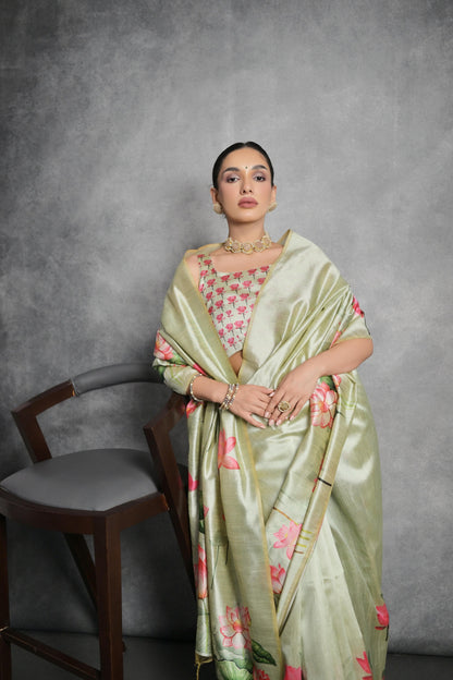 TUSSAR SILK AND PICHWAI PRINT