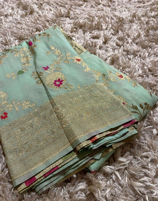 Pure Banarasi Khadi Georgette Silk saree