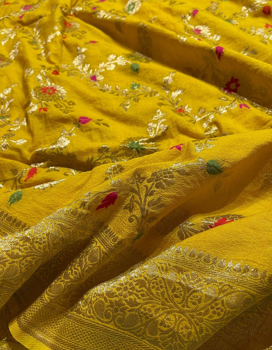 Pure Banarasi Khadi Georgette Silk saree