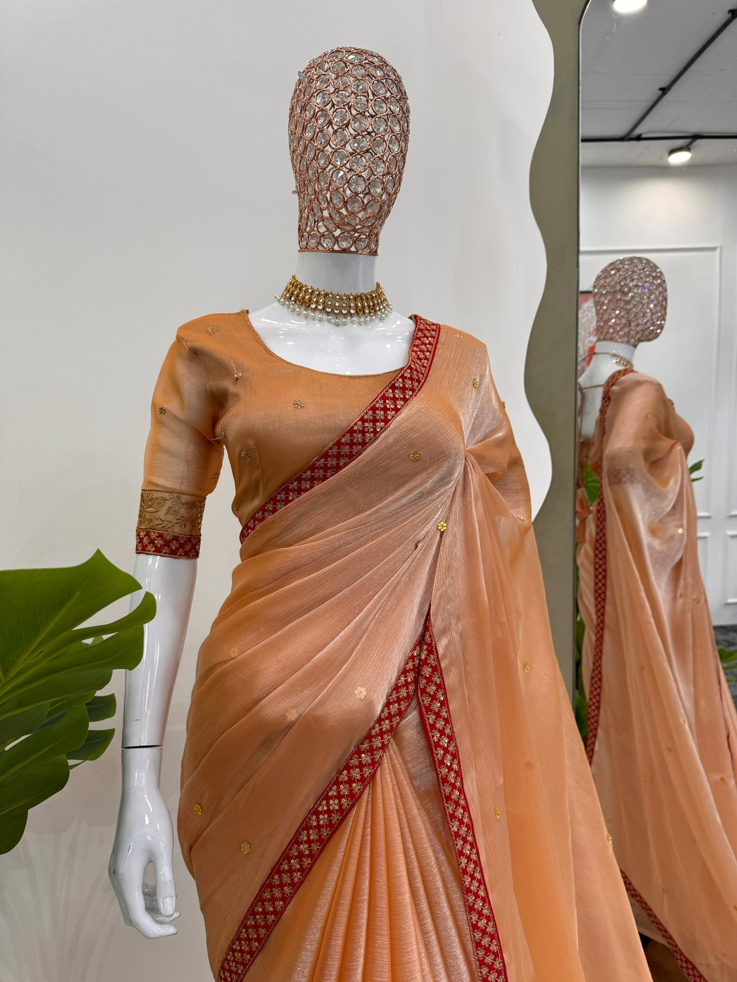 Beautiful Designer Saree on Burberry silk Fabric