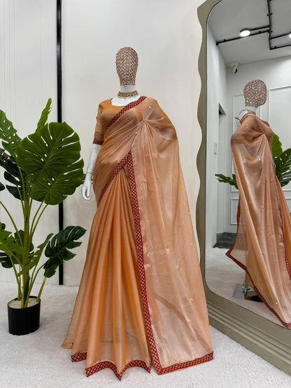 Beautiful Designer Saree on Burberry silk Fabric