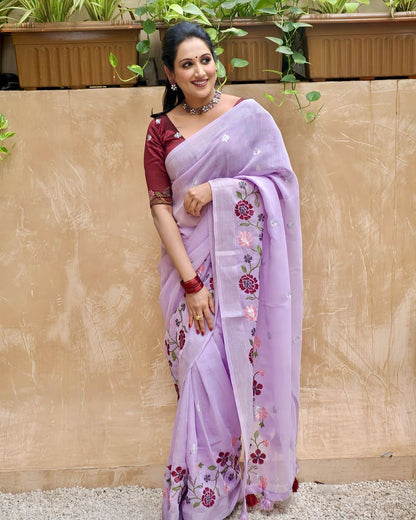 Linen Pattu Saree