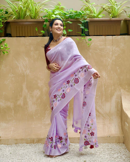 Linen Pattu Saree