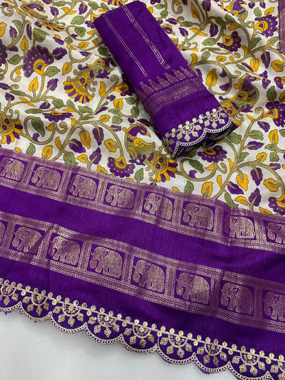 Kalamkari silk Lace