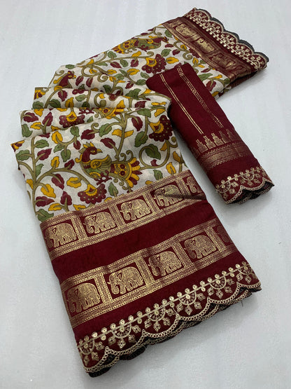 Kalamkari silk Lace