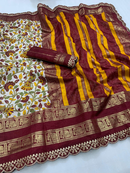 Kalamkari silk Lace