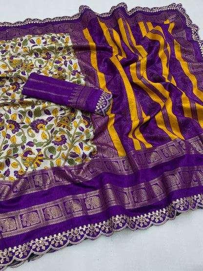 Kalamkari silk Lace