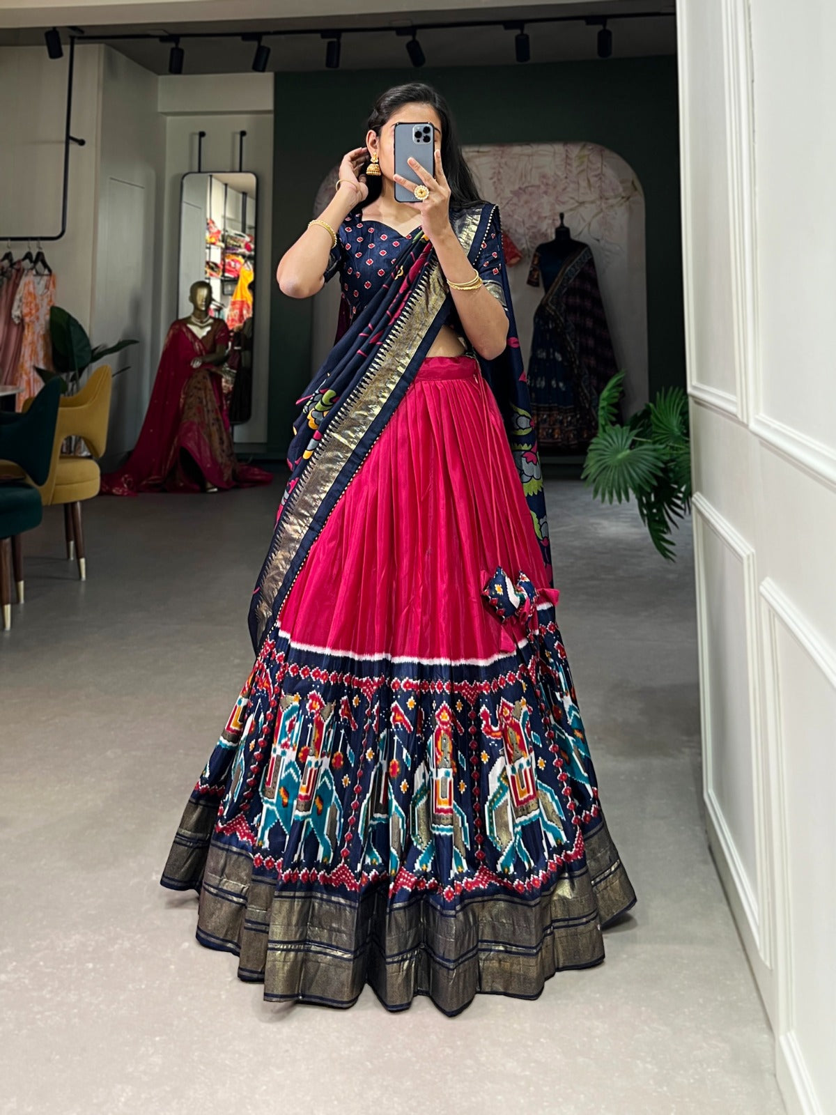 Sophisticated Dola Silk Lehenga Choli with Traditional Patola Prints