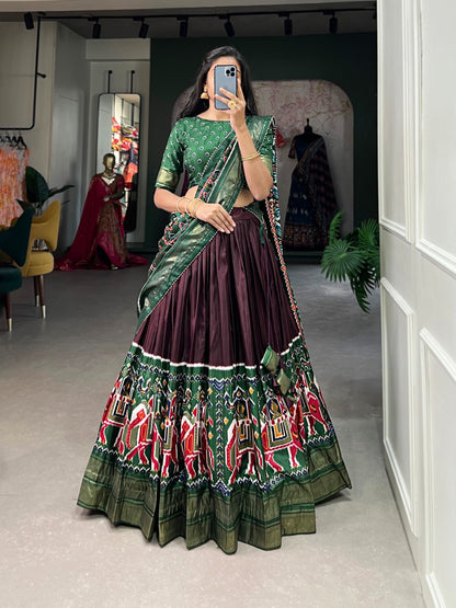 Sophisticated Dola Silk Lehenga Choli with Traditional Patola Prints