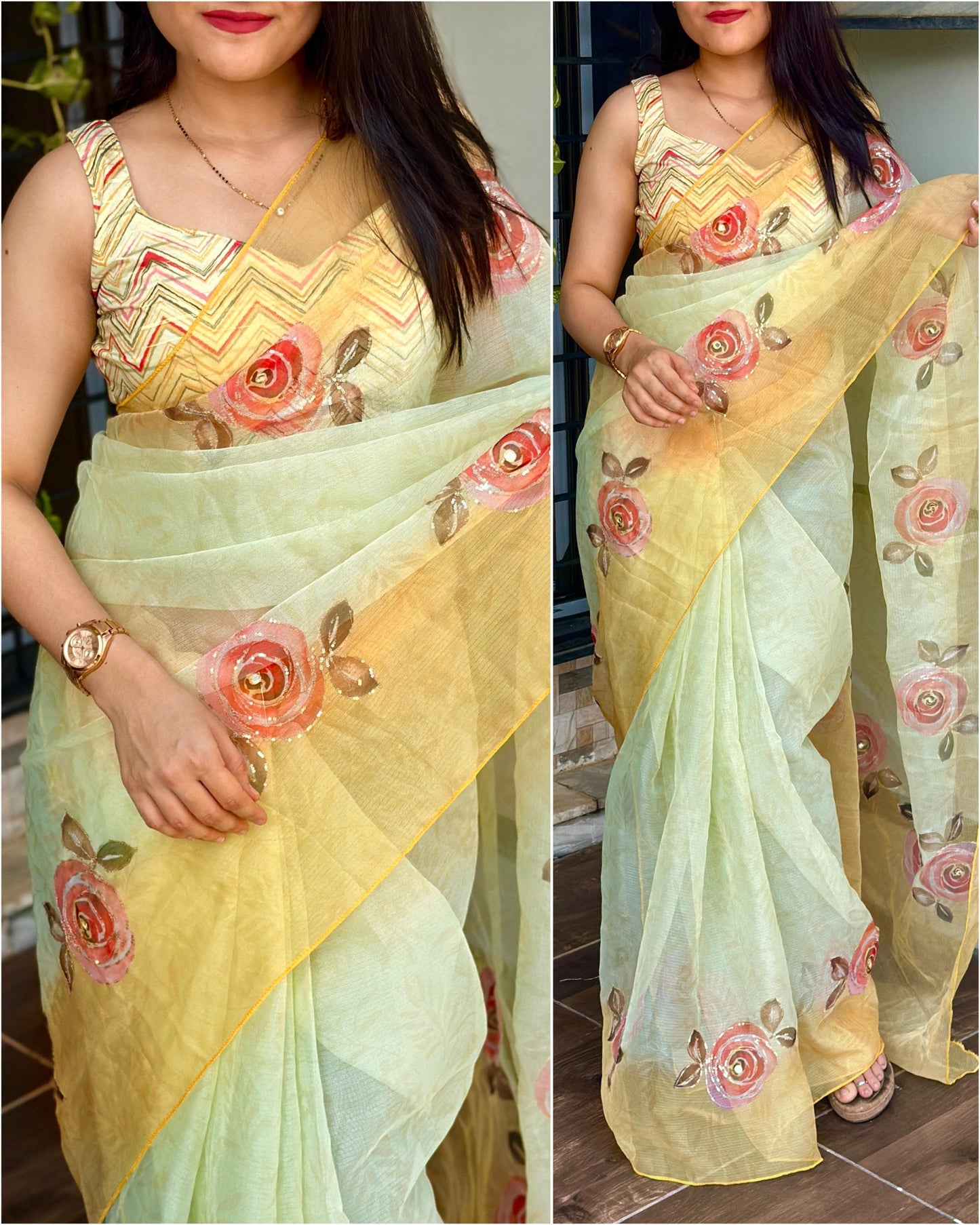 Dreamy Pastel Shades Lightweight Saree with Designer Blouse