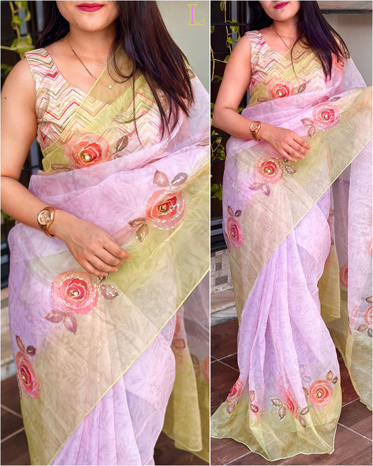 Dreamy Pastel Shades Lightweight Saree with Designer Blouse