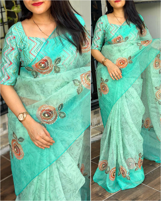 Dreamy Pastel Shades Lightweight Saree with Designer Blouse