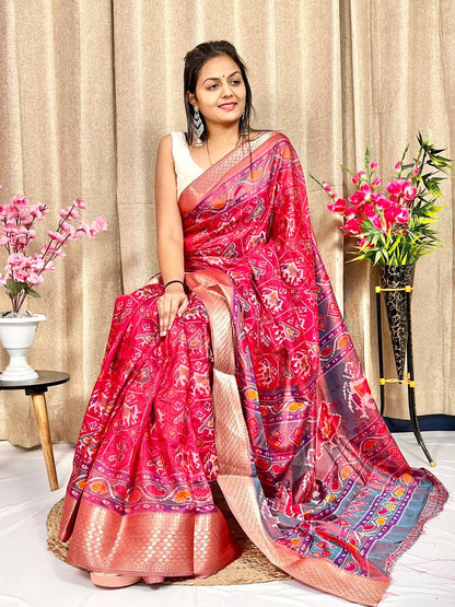 New Collection: Super Dola Silk Saree with Monopoly Acid Print and Jacquard Border