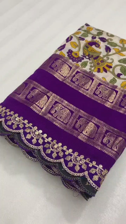 Kalamkari silk Lace